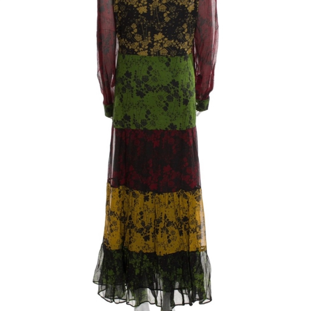 ❤️Anthropologie Mixed Roses Print 100% Silk Maxi Dress💋 by Carolina K size L - Picture 8 of 14